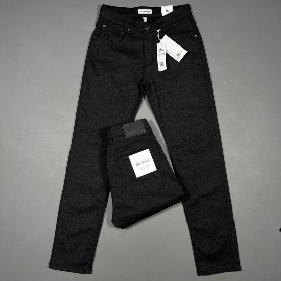 Lacoste Reguler Fit Kırcıllı Kumaş Siyah Jeans
