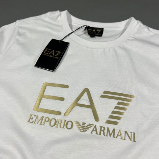 Emporio Armani %100 Pamuklu Bisiklet Yaka T-Shirt